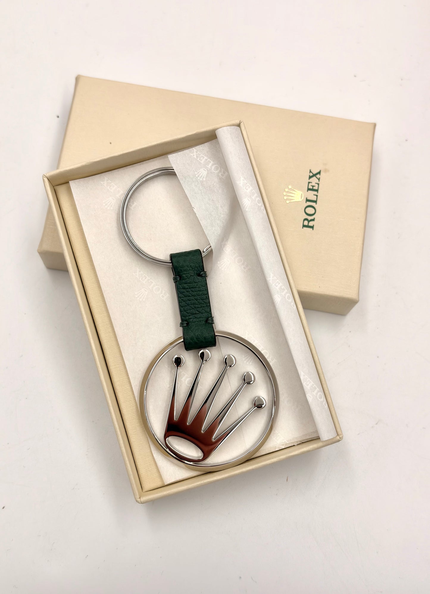 Rolex μπρελόκ με κορώνα και πράσινο λουράκι