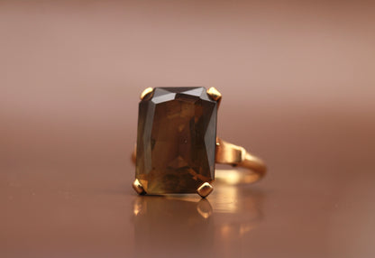 Χρυσό δαχτυλίδι 18καράτια με Smoky Quartz