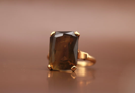 Χρυσό δαχτυλίδι 18καράτια με Smoky Quartz