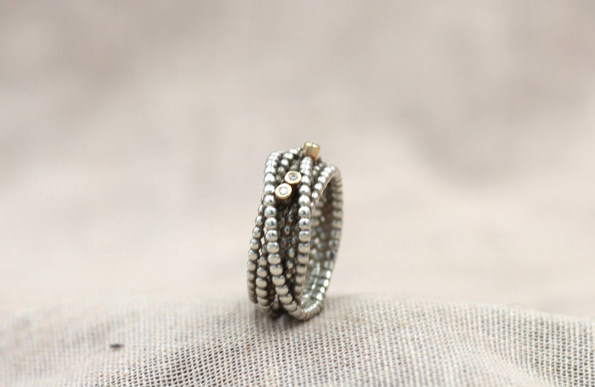 Ασημόχρυσο δαχτυλίδι "Pandora"με μπριγιάν 925/14k